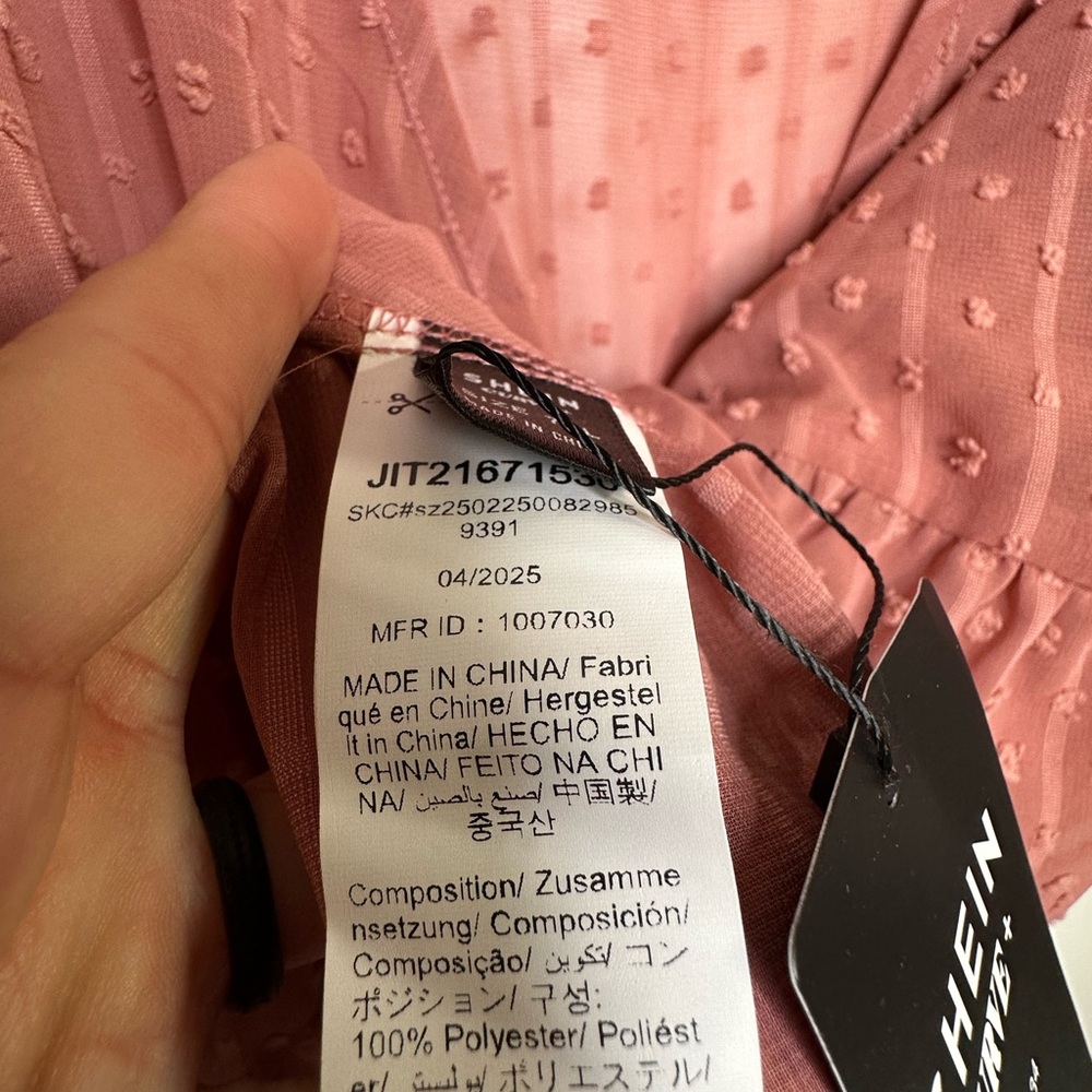 SHEIN pink tied Swiss dot short sleeve kimono size 7x new with‎ tags - Picture 6 of 6